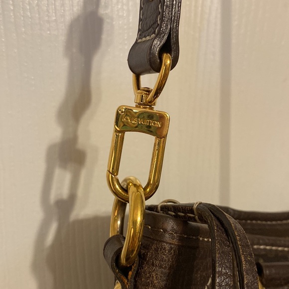 Louis Vuitton Besace Angele Mini Lin Ebene W/COA and Crossbody Strap 2 way - Picture 12 of 16